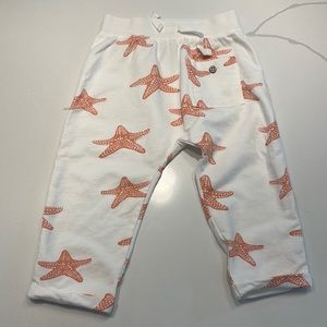 Oliver & Rain organic cotton white coral starfish print pants size 18 months